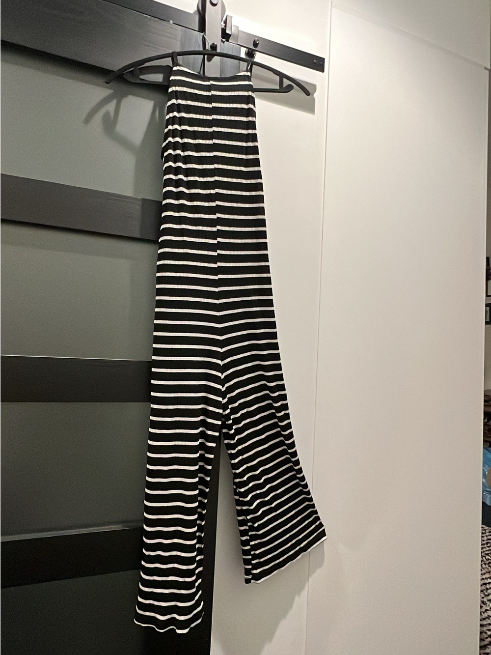 Striped Black & White Wide-Leg Jumpsuit